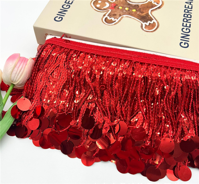 large round tassel sequin pendant lace