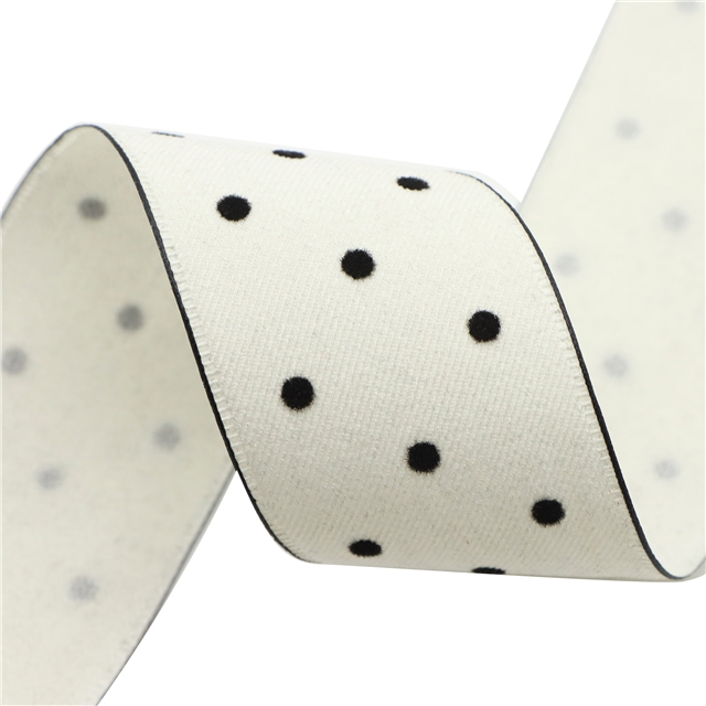 polyester dots velvet ribbon 000 cream,40mm(1.6