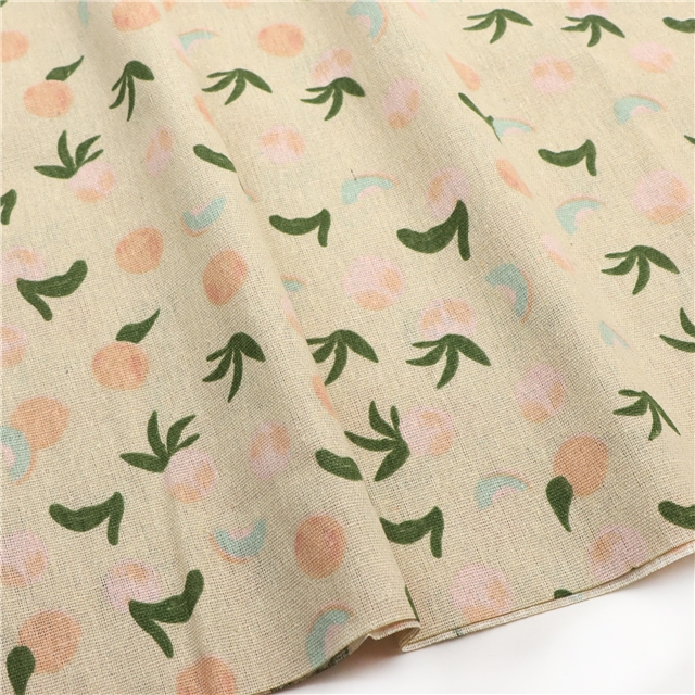 Fruit series printed linen fabric peach,50*150cm(19.7*59.1