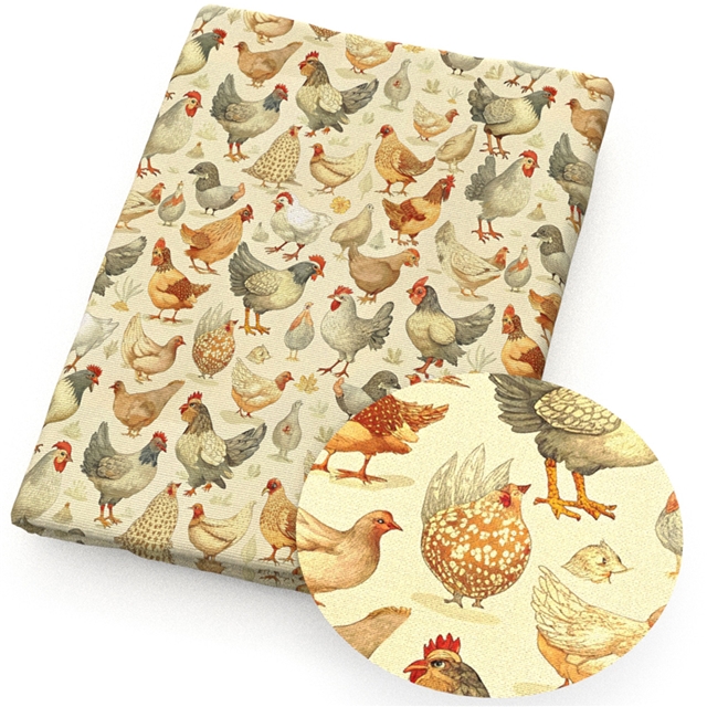 polyester cotton chicken series polyester cotton fabric set (5 pcs/set)