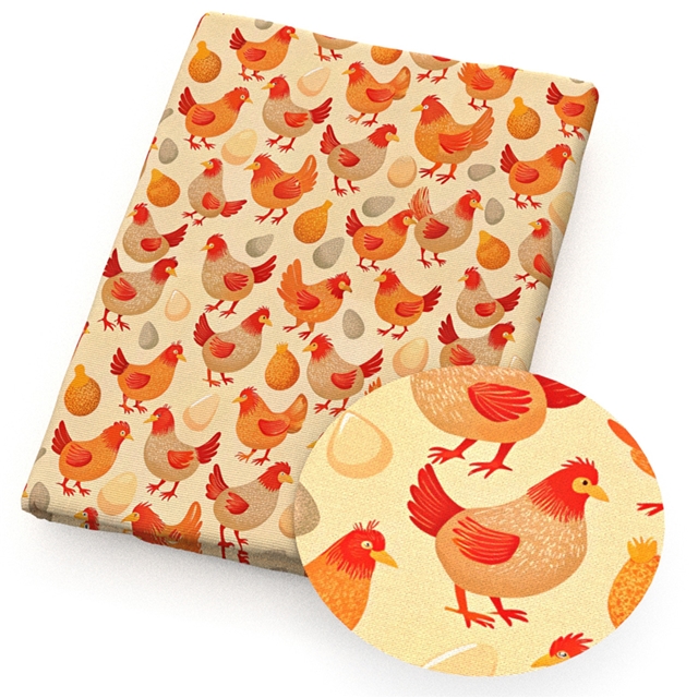 polyester cotton chicken series polyester cotton fabric set (5 pcs/set)