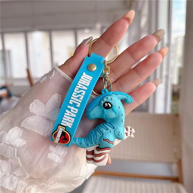 pvc cute cartoon dinosaur 3d silica keychain 