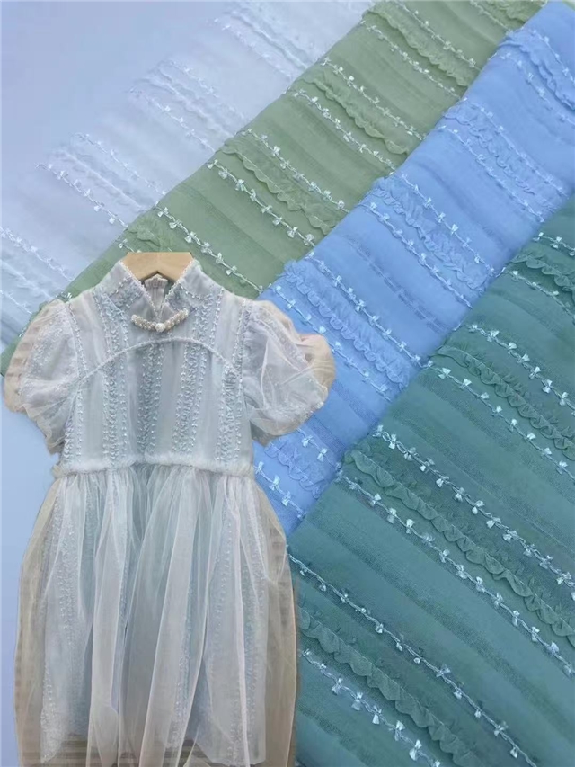 polyester fiber striped hook and loop chiffon fabric