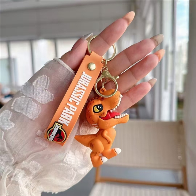pvc cute cartoon dinosaur 3d silica keychain 