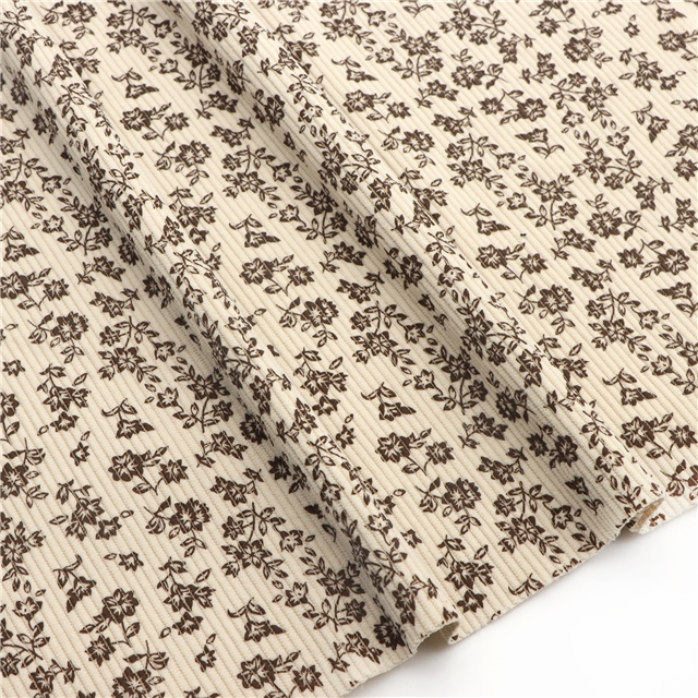 small floral printed corduroy fabric