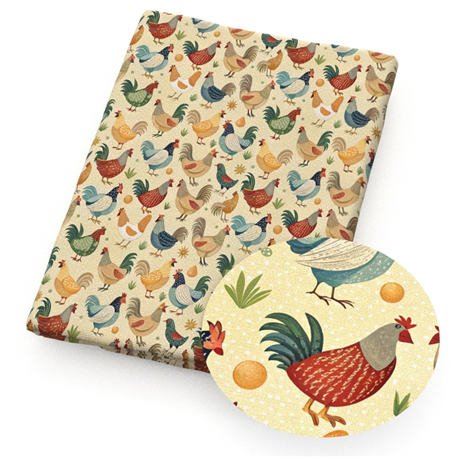 polyester cotton chicken series polyester cotton fabric set (5 pcs/set)