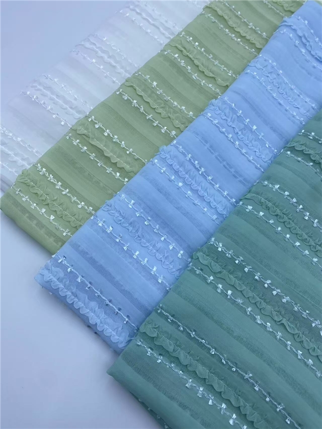 polyester fiber striped hook and loop chiffon fabric