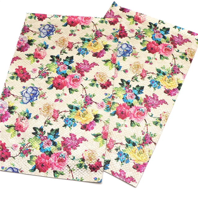 synthetic leather bump texture colourful gold hot stamping flower faux leather