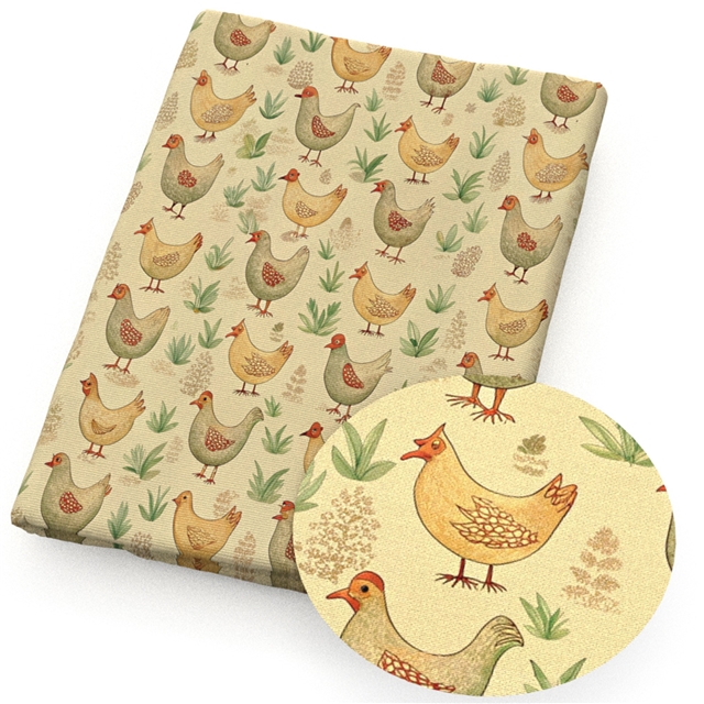 polyester cotton chicken series polyester cotton fabric set (5 pcs/set)