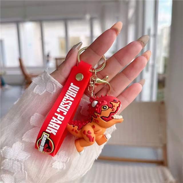pvc cute cartoon dinosaur 3d silica keychain 