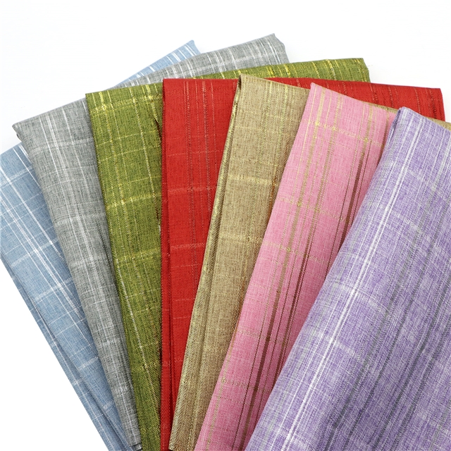 plain stripe plaid gold and silver thread imitation linen fabric