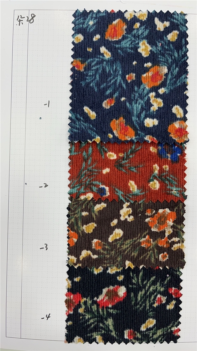floral printed corduroy fabric