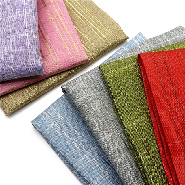 plain stripe plaid gold and silver thread imitation linen fabric
