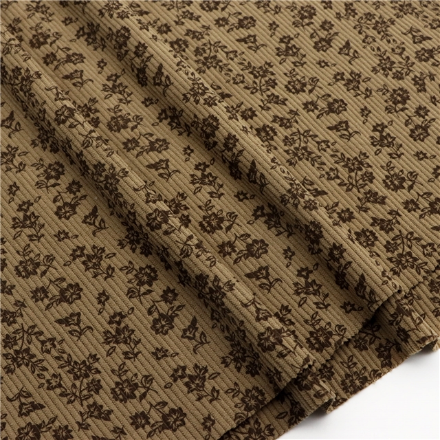 small floral printed corduroy fabric