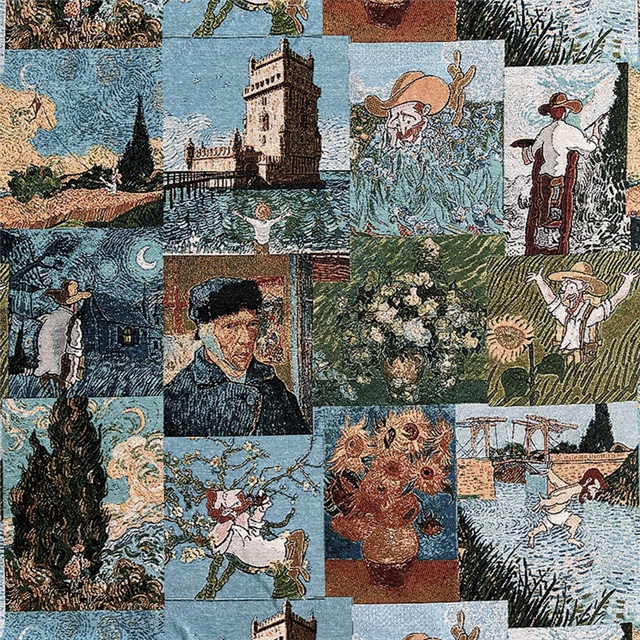 van gogh jigsaw puzzle oil painting style jacquard fabric