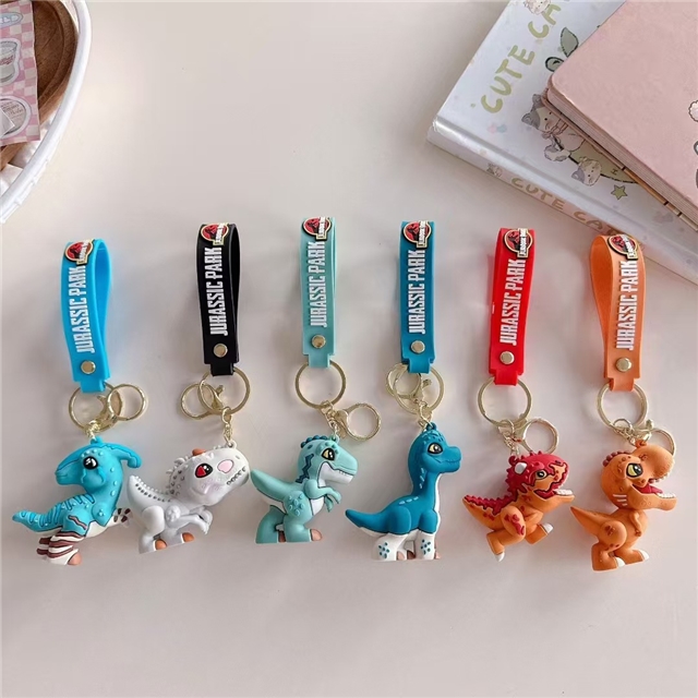 pvc cute cartoon dinosaur 3d silica keychain 