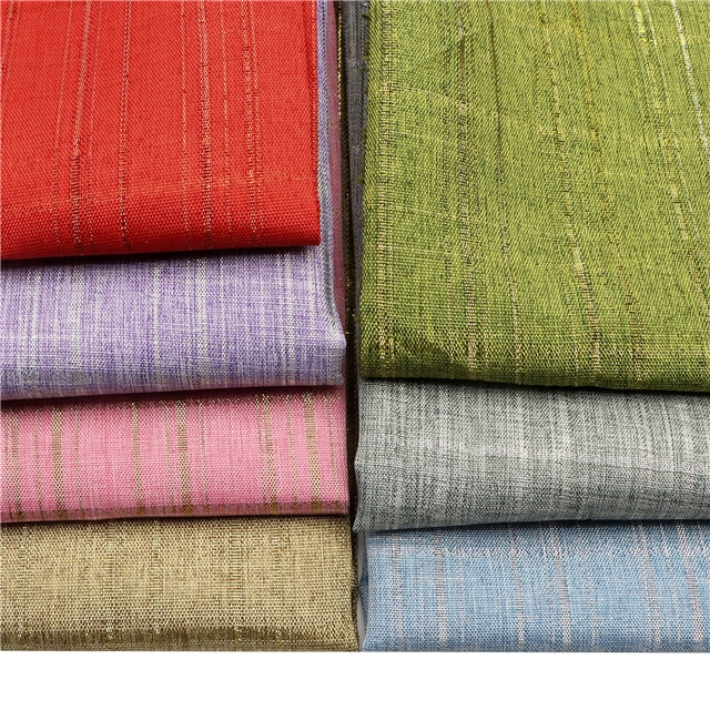 plain stripe plaid gold and silver thread imitation linen fabric