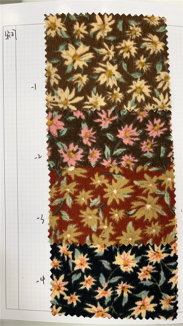 flower printed corduroy fabric