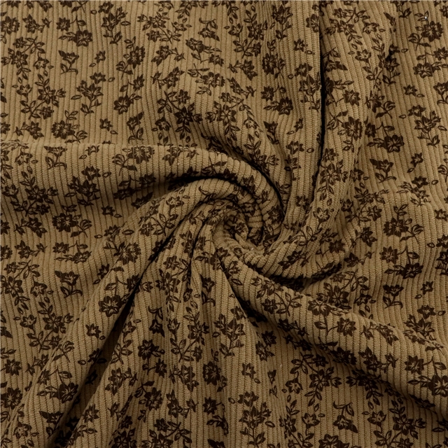 small floral printed corduroy fabric