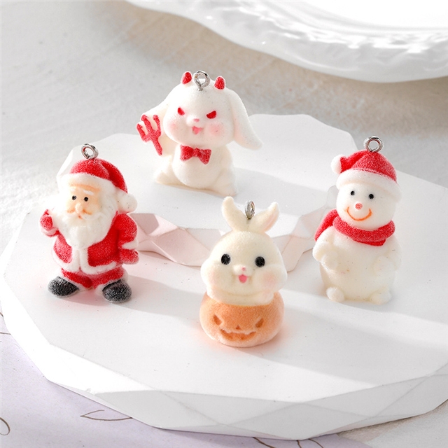 plastic/resin christmas series velvet resin pendant