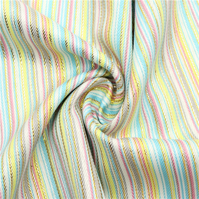 metallic embroidery threads rainbow color striped yarn dyed fabric 
