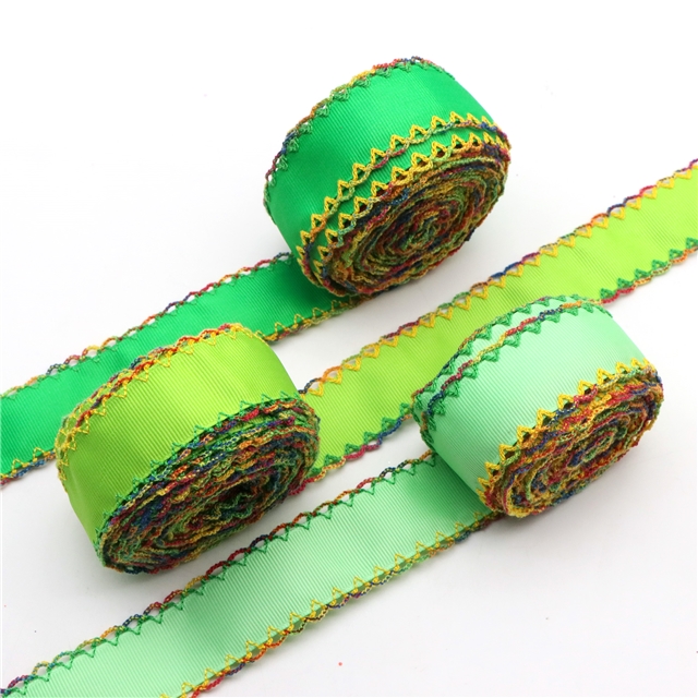 grosgrain green series grosgrain double layer two-color hook ribbon