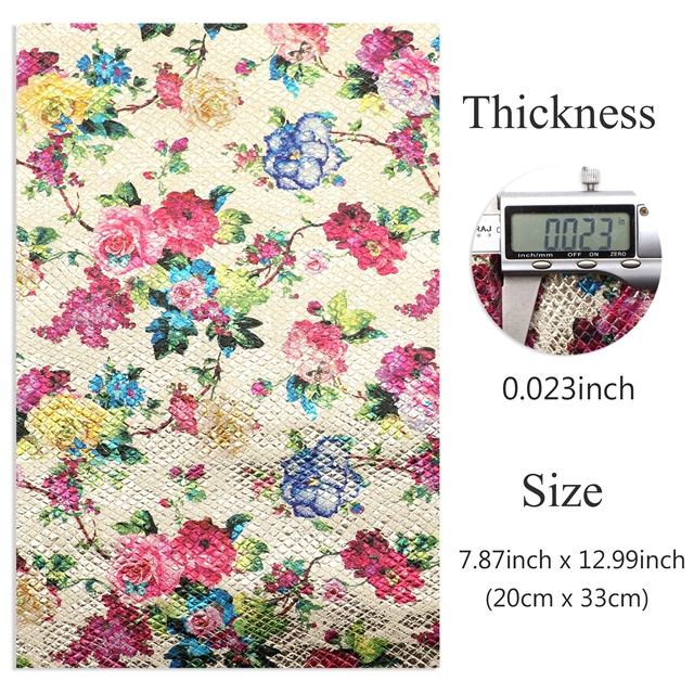 synthetic leather bump texture colourful gold hot stamping flower faux leather