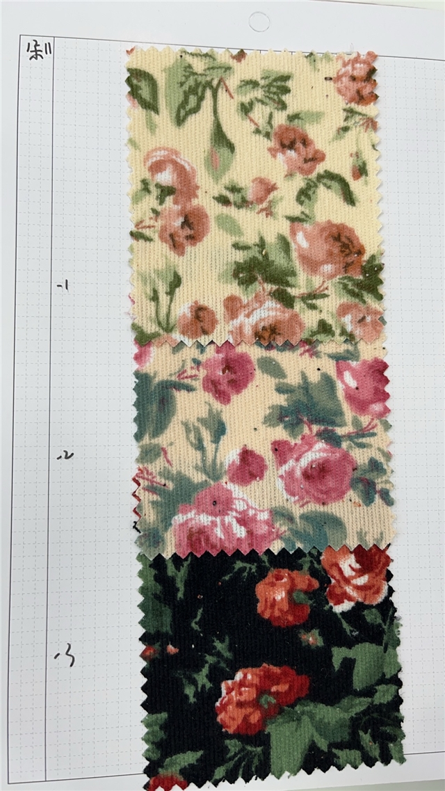 flower printed corduroy fabric