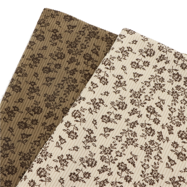 small floral printed corduroy fabric
