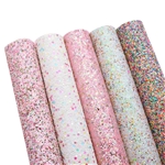 chunky glitter multicolor mixed series faux leather set(5pieces/set)