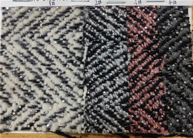 silver thread hot stamping herringbone pattern yarn woven fabric