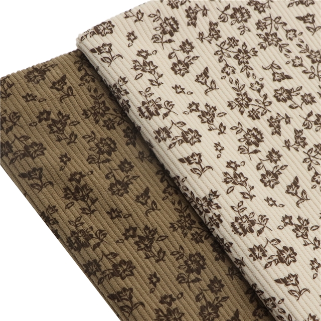 small floral printed corduroy fabric
