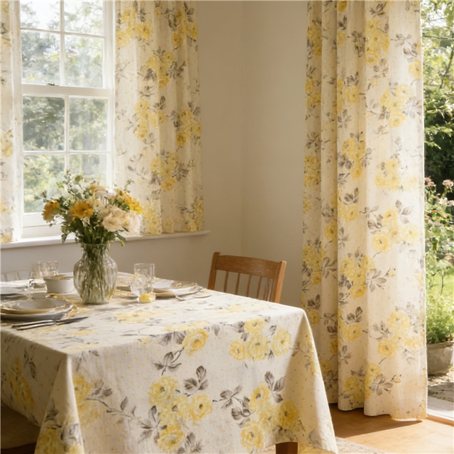 peony printed cotton and linen fabric