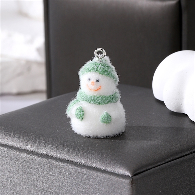plastic/resin mixed velvet christmas snowman resin pendant