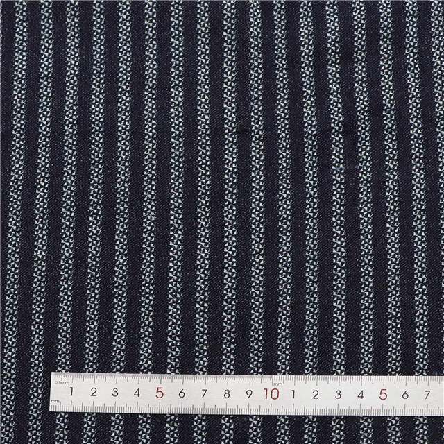 65% cotton 20% viscose 15% synthetic fiber striped jacquard denim fabric（without denim washing）
