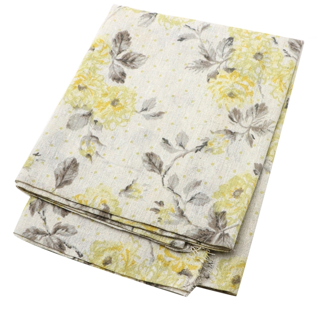 peony printed cotton and linen fabric