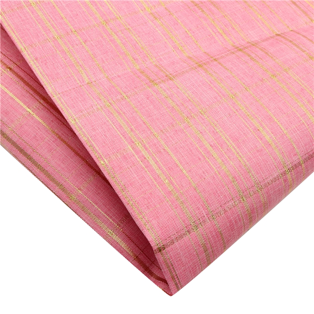 plain stripe plaid gold and silver thread imitation linen fabric