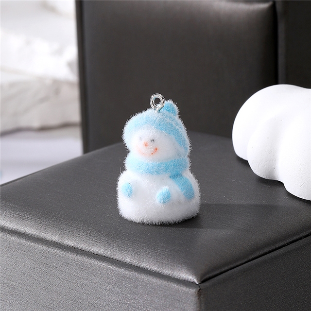 plastic/resin mixed velvet christmas snowman resin pendant