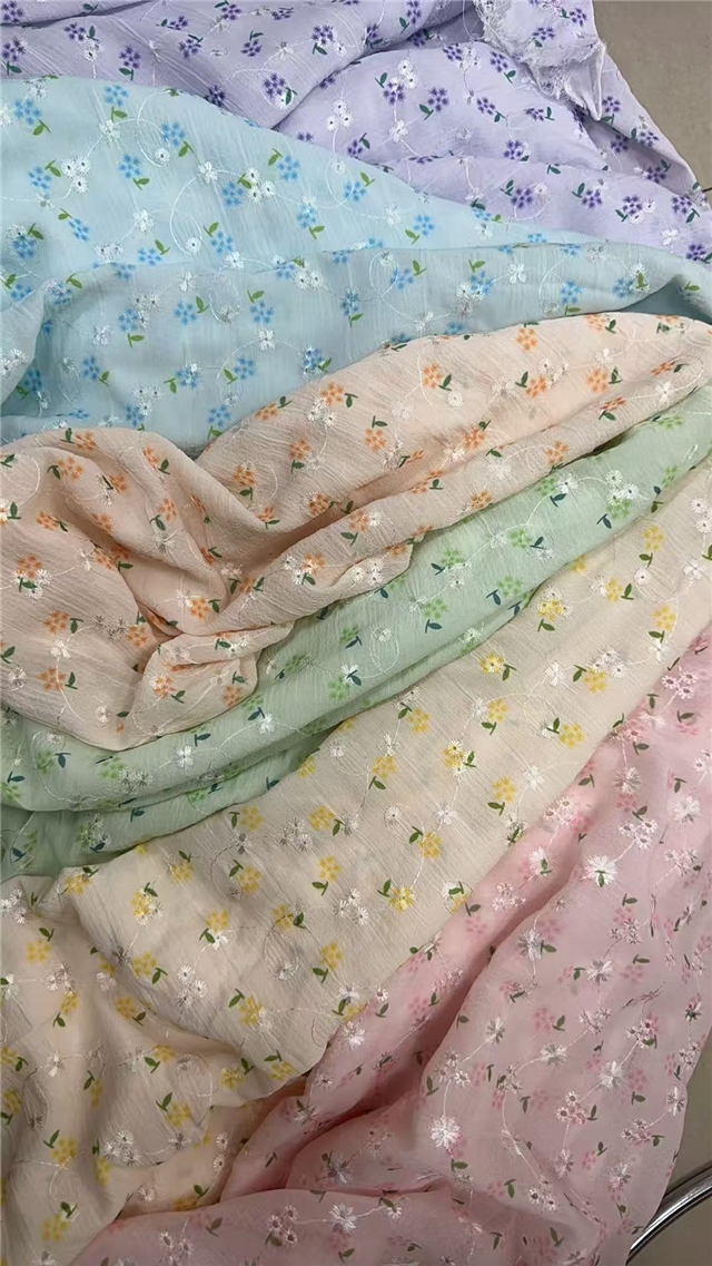embroidery flower chiffon fabric