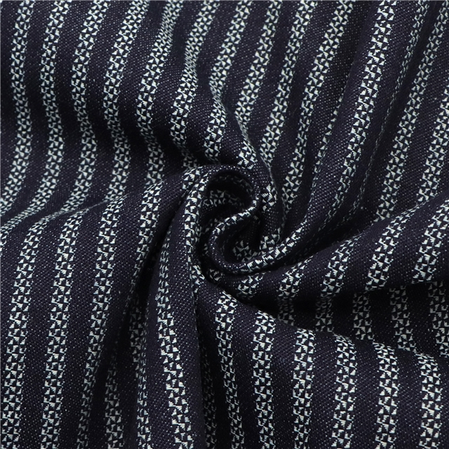 65% cotton 20% viscose 15% synthetic fiber striped jacquard denim fabric（without denim washing）