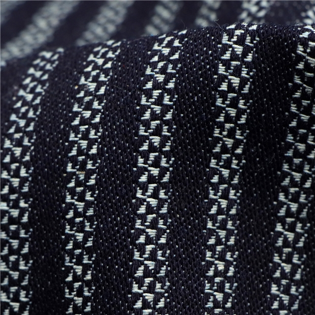65% cotton 20% viscose 15% synthetic fiber striped jacquard denim fabric（without denim washing）