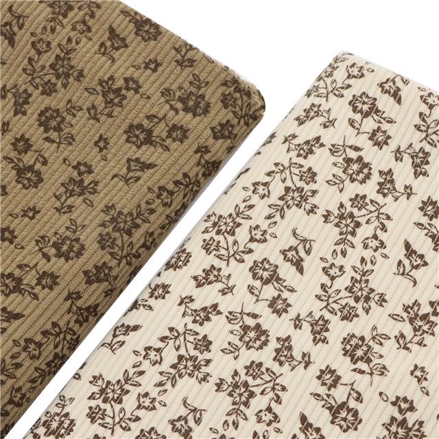 small floral printed corduroy fabric