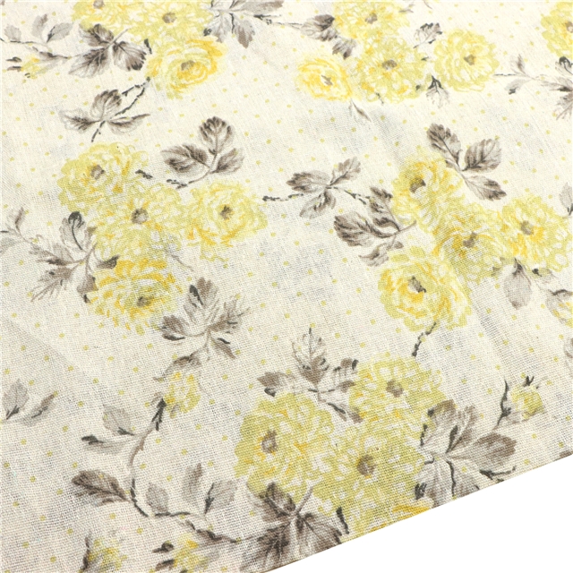 peony printed cotton and linen fabric