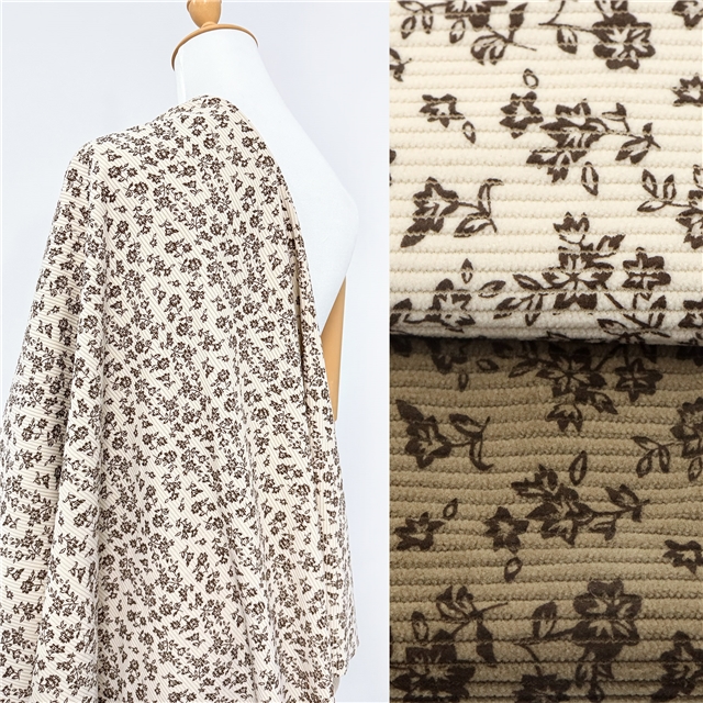 small floral printed corduroy fabric
