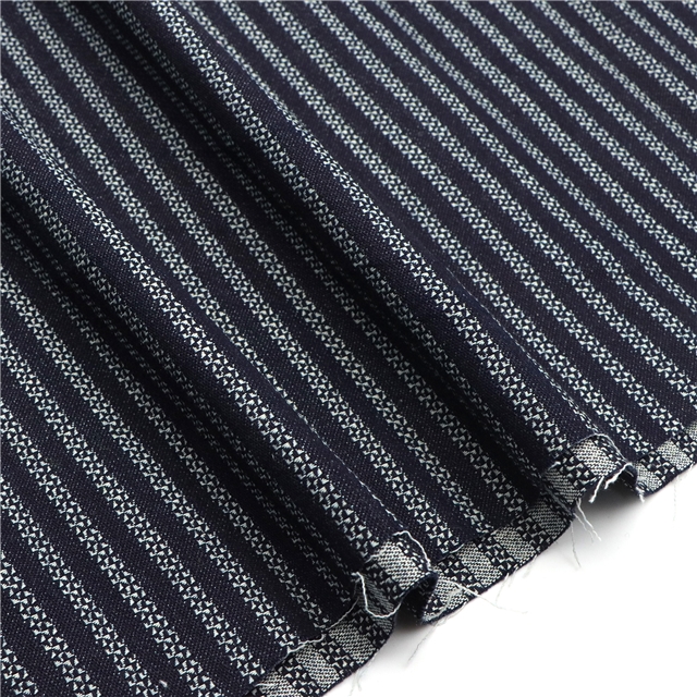 65% cotton 20% viscose 15% synthetic fiber striped jacquard denim fabric（without denim washing）