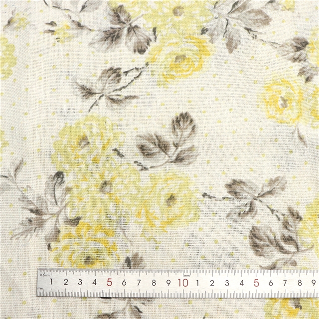 peony printed cotton and linen fabric