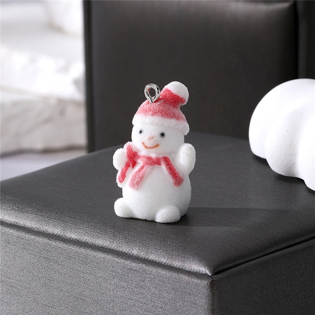 plastic/resin mixed velvet christmas snowman resin pendant
