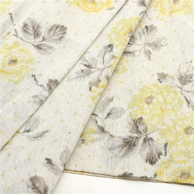 peony printed cotton and linen fabric