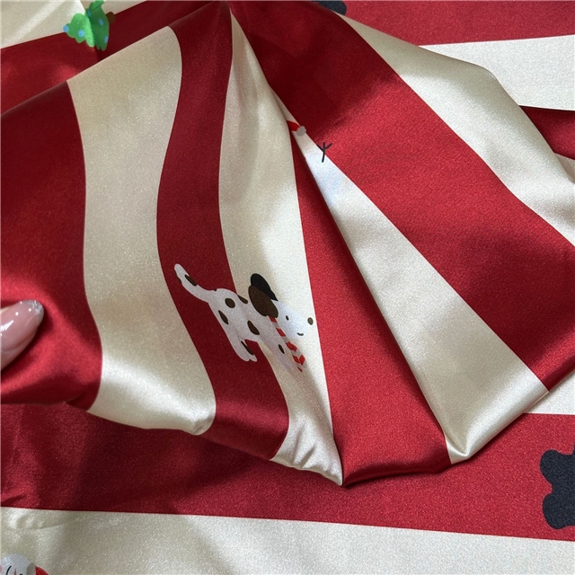 97% polyester+3% spandex christmas printed elastic satin fabric