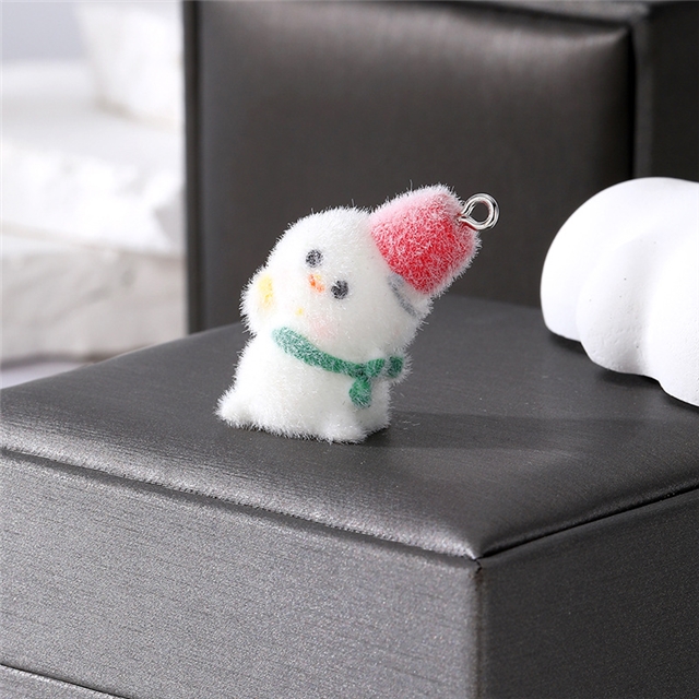 plastic/resin mixed velvet christmas snowman resin pendant